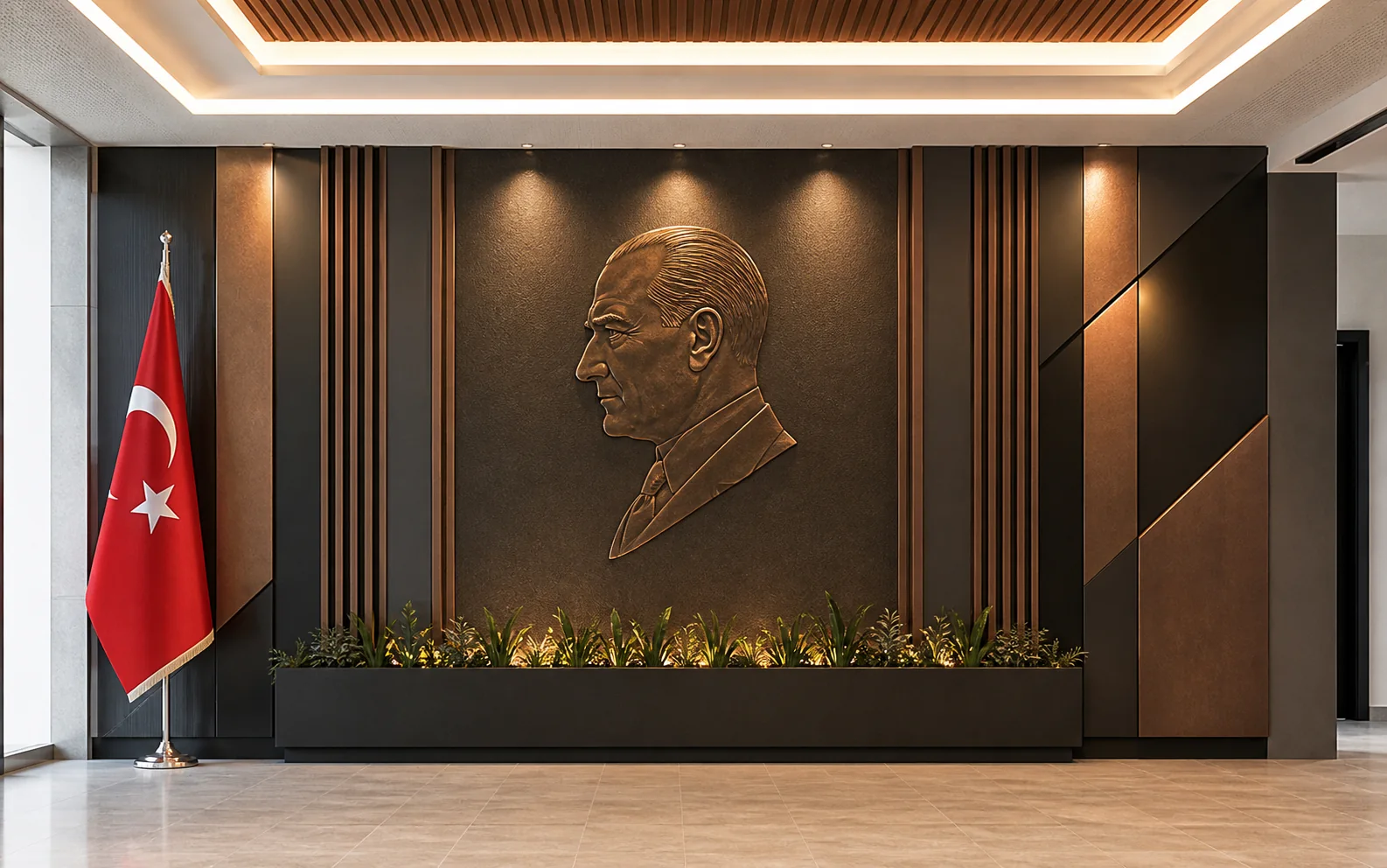 Özel üretim modern Atatürk köşesi uygulaması